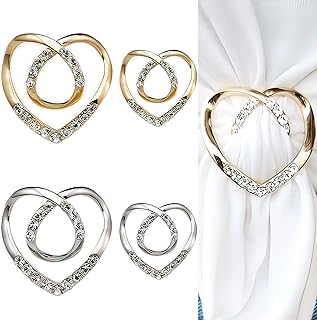 4 Pcs Dual-Use Heart-Shaped Silk Scarf Ring T-Shirt Clips For Women Fashion Metal Ring Dress Clips Back Cinch Waist Buckle Clothing Ring Wrap Holder