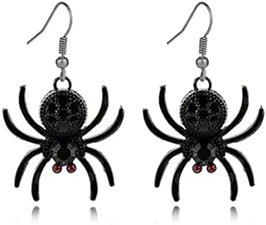 Unique Halloween Creative Horror Funny Spider Drop Earrings for Women Girls Vintage Black Spider Exaggerated Personality Dangle Earrings Halloween Jewelry Gifts