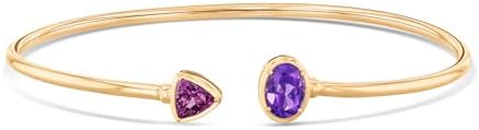 Reeds Papyrus Rhodolite Garnet and Amethyst Yellow Gold Cuff Bracelet