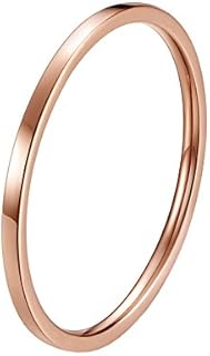 Women's 1MM Stainless Steel Simplicity Midi Stacking Ring, Comfort Fit Size 3 to 10 - Versatile & Hypoallergenic Accessory