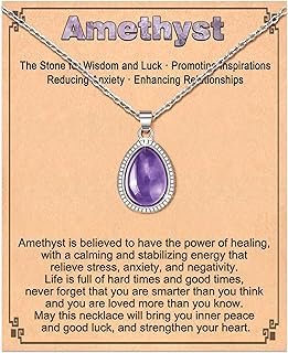 Tarsus Crystal Pendant Necklace for Women Teen Girls, Moonstone, Amethyst, Fashion Jewelry, Gifts for Valentines Day Birthday Christmas