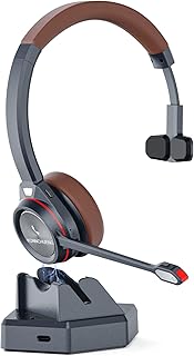 Mairdi Kabelloses Büro-Headset mit Bluetooth 5.3, Mikrofon, USB-C Ladestation und USB Dongle, ideal für PC, Laptop, CallCenter, Büro, Zoom und Skype