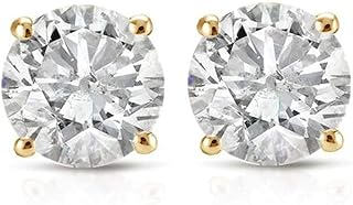 14k White or Yellow Gold 1 Ct T.W. Round-Cut Natural Diamond Studs Women's Screw Back Earrings