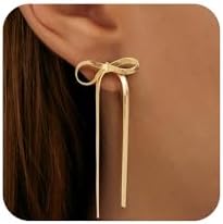 Bow Earrings for Women Girls - Gold Earrings for Women Trendy 18K Gold Plated Dainty Cute Bow Stud Earrings Ribbon Dangle Earrings Prom Statement Earrings Gold Jewelry Gifts for Women Girls