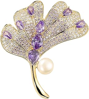 KECELWEL Ginkgo Leaf Brooch Pins for Women, Women's Brooch, Brooches Jewelry Accessories for Wedding, Anniversary, Banquet