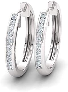 Lever-Back Celebrity Diamond Hoop Earrings, 14K White Gold Chain, for Women, Elegant Huggie Design