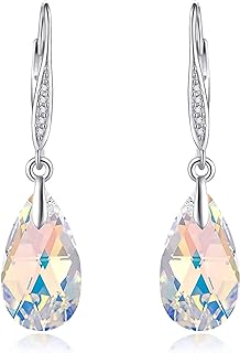 Stunning Sterling Silver Austrian Crystal Drop Earrings with Lever Back for Women - Ideal Birthday or Anniversary Gift