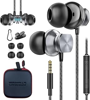 HOISTAC 3m In-Ear Kopfhörer für Samsung und Xiaomi mit Kabel, Geräuschabschirmung und magnetischen Ohrhörern, ideal für Sport und Musik