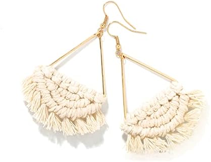 Bohemian Handmade Fringe Tassel Dangle Drop Statement Earrings for Women