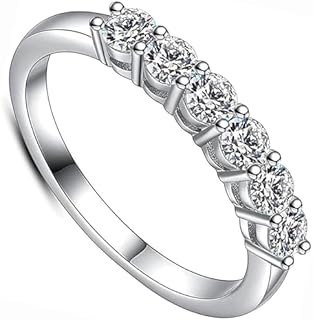 YODEWA Sterling Silver Moissanite Engagement Ring with 6 Beautiful Stones for Women