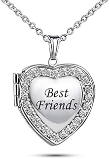 Women's Love Heart Photo Locket Necklace with Picture inside Jewelry Pendant Necklace for Auntie Friend Dad Daughter Granddaughter Nana Sister Wife Mom Grandma