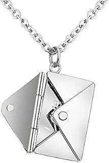 Fuqimanman2020 Envelope Necklace with Message Love You for Her Love Letter Necklace Hidden Message Secret Locket Necklace Birthday Gifts