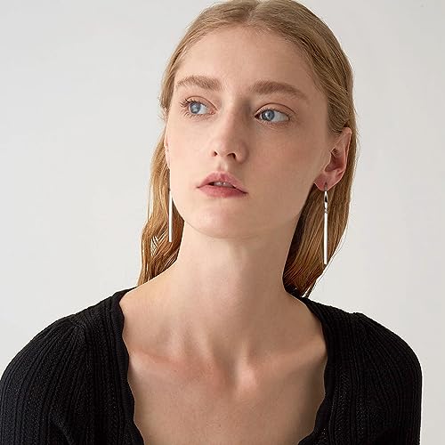 Sterling Silver Bar Dangle Drop Earrings for Women Lightweight Long Dangle Earrings Minimalist Silver Gold Bar Dangling Earrings