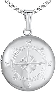 Timeless Compass Locket Necklace in Sterling Silver - Ideal for Both Men and Women - Claspless Design for Customization