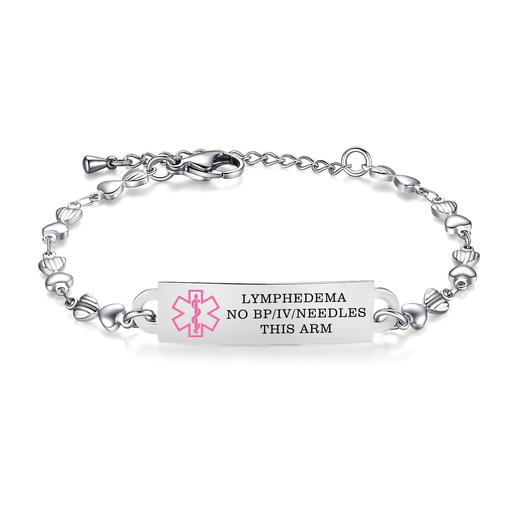 Medical Alert Bracelets for Women Adjustable Personalized Free Engrave Medical ID Bracelets 6.5-8 Inch