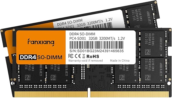 fanxiang Memoria RAM DDR4 SO-DIMM 64GB (2x32GB) 3200 MHz, Alto Rendimiento y Bajo Consumo de Energía, Ideal para Juegos y Multitarea en Computadoras Portátiles - SD01