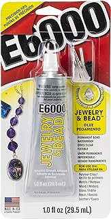 E6000 Clear, Waterproof Bead Bracelet Glue, Ideal for Acrylic Crafting on Wood and Leather, Versatile Liquid Adhesive, Excellent for Jewelry Making, Seamlessly Bonds Polymer Clay, Metals and More