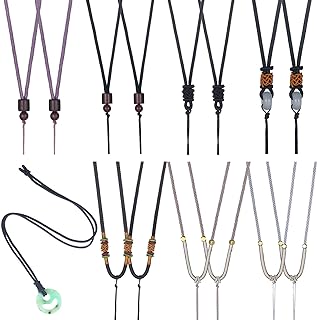 14PCS Necklace Cord Set,Pendant Holder Adjustable Necklace for Donuts Crystal and Gemstone Use,7 Different Desigh mix