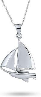 Bling .925 Sterling Silver Personalized Nautical Sail Boat Sea Lover Ocean Vacation Ship Sailboat Drop Stud Earrings Pendant Necklace For Women Teen Customizable