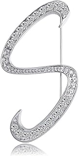 Letter Brooch Pins Initial Rhinestone Brooch for Women Crafts Silvery A-Z