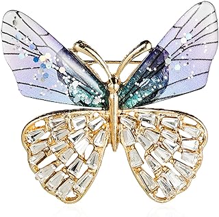 Acrylic Butterfly Brooch, colored crystal insect butterfly Wings Suit lapel pin Butterfly Badge Coat Pin Jewelry for women girls