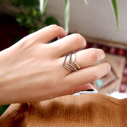 925 Sterling Silver Boho Rings for Women, Chevron Thumb Ring, Adjustable