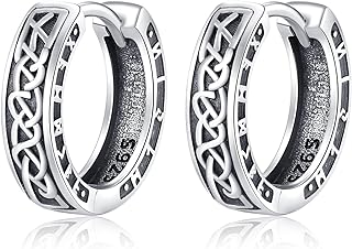 925 Sterling Silver Clasp Celtic Knot Huggie Earring Studs for Men and Women, Hypoallergenic Hoop Design, Ideal Jewelry Gift for Birthdays & Anniversaries