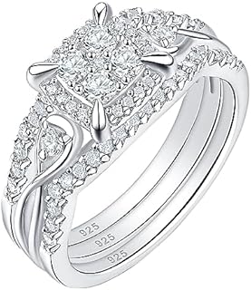 SHELOVES Infinity Sterling Silver Wedding Rings Set Round Cut Princess Cluster Cz for Women Sz 4-13