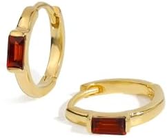 YoTreasure Garnet 14K Gold Vermeil Over 925 Silver Hoop Earrings