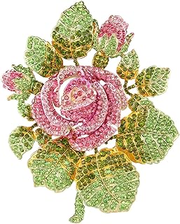 Stunning Ivory Rose Brooch with Pin Clasp - Elegant Austrian Crystal Floral Design for Women - Perfect Accessory for Weddings and Special Occasions