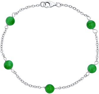 Bridal Tin Cup Pink Black White Freshwater Cultured 7MM Pearl Genuine Gemstone Green Jade Chain Station Pearls Bracelet For Women Wedding Yellow Gold Plated .925 Sterling Silver 7, 7.5, 8 Inch