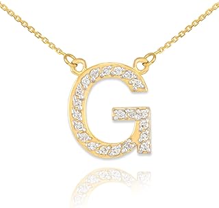 Fine 14k Yellow Gold Diamond-Studded Initial Letter Pendant Necklace, 16"