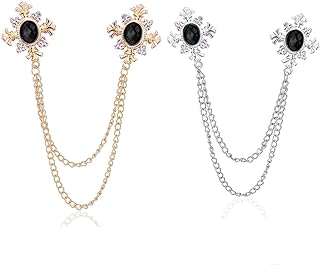 Cross Crystal Tassel Chain Brooch Rhinestone Tassel Cross Pin Gold Silver Pins for Men Women Suit…