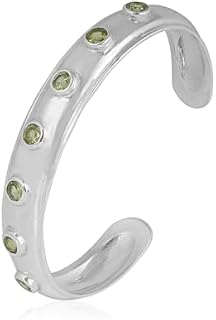 Citrine, Peridot, Labradorite Gemstone Cuff Bangle Bracelet for Women Adjustable Cuff Bangle in 925 Sterling Silver Handmade Minimalist Jewelry