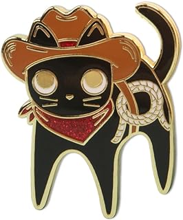 1Pcs Cowboy Cat Brooch Unique Anime Styled Western Cowboy Black Cat brooch Badge Cool Accessory for Backpacks,Lapels and Sweaters