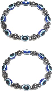 COLORFUL BLING Set Evil Eye Elastic Stretch Beaded Bracelet Wristband Rope Pendant Necklace Natural Good Luck for Woman Men Jewelry Amulet Friendship Family Handmade Turkish Protect