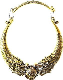 Double Dragon Clasp Choker Necklace in Zinc Alloy Link Chain for Women - Stylish Gothic Vintage Design