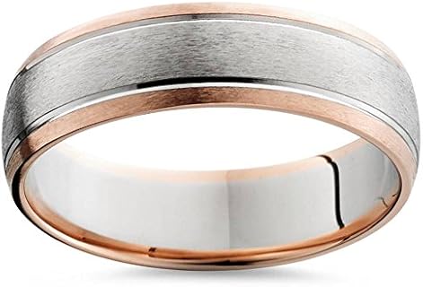 P3 POMPEII3 14K Rose & White Gold Two Tone Mens Wedding Band