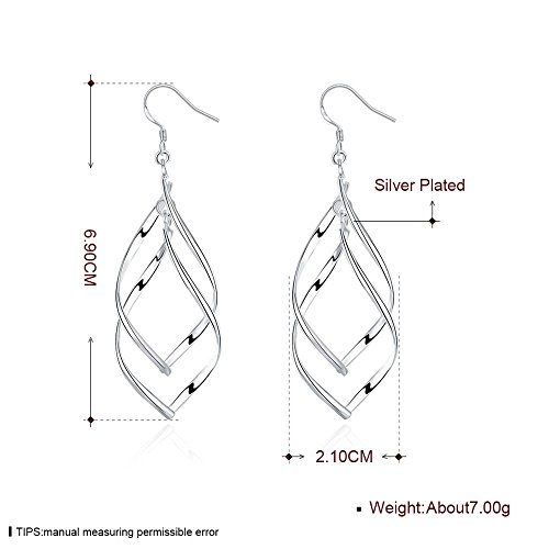 Sterling Silver Earrings dangle Hoops Elegant rotating Earring for Womens