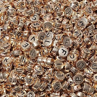 1500pcs LAIDANLA Acrylic Alphabet Beads in Rose Gold - Round, Small Sized Charms for DIY Jewelry, Bracelets & Necklaces - Black Lettering Design