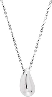 Dainty Teardrop Necklace for Women Girls Sterling Silver Minimalist Simple Tiny Oval Bead Beans Pear-Shaped Pendant Choker BFF Necklace Fashion Adjustable Chain 18" Jewelry Wedding Birthday Gift