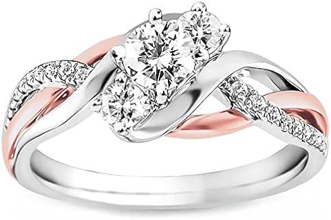 5/8 Carat (ctw) 3 Stone Moissanite engagement rings for women Platinum Plated Silver ring Moissanite rings