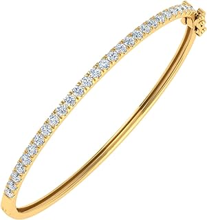 FINEROCK 2 Carat Natural Diamond Womens Bangle Bracelet in 14K Gold - IGI Certified