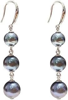 Exquisite 3-11mm Freshwater Black Pearl Dangle Earrings with Sterling Silver - Perfect Women's Gift