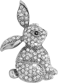 Vibrant Crystal-Encrusted Vintage Rabbit Brooch with Pin Clasp, Perfect Style Addition for Women and Girls of All Ages, Charming Bunny Design