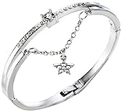 Adjustable Gold Plated Star Cuff Bracelet with Alloy Gems for Women - Sophisticated Open Design Jewelry Gift