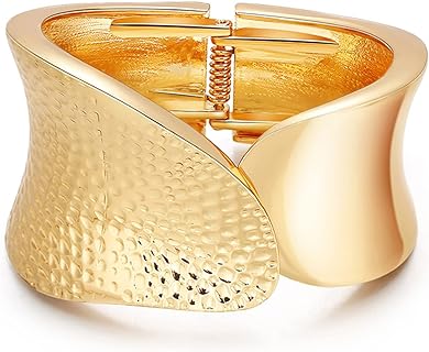 YANCHUN Gold Cuff Bracelets for Women Gold Chunky Bracelets Chunky Gold Bangle Bracelets Gold Polished Bracelets Opening Wide Wrist Cuff Bracelet Trendy Chunky Gold Jewelry