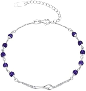 Spoon Bracelet 925 Sterling Silver Amethyst Spoon Bracelet for Women Spoon Jewelry Gifts for Amethyst Lover