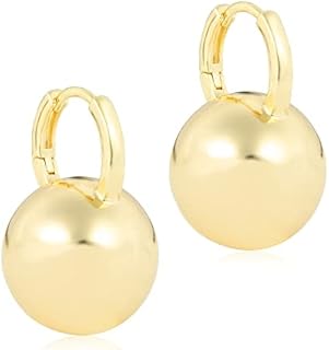 CHICHIY 14K Gold Plated Lightweight Hypoallergenic Gold Ball Chunky Hoop Earrings for Women