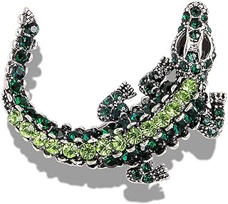 Premium Crocodile Brooch Colourful Crystal Rhinestone Crocodile Alligator Brooch Pin Personality Animal Lapel Backpack Badge Hat Bag Decoration Accessories for Men and Women